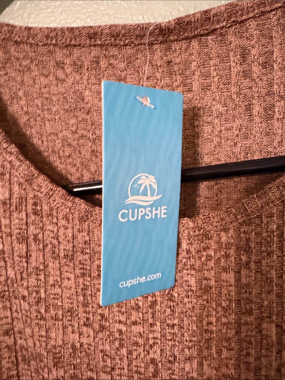 Cupshe Ribbed Tiered Dress - Rust - Picture 2 of 5